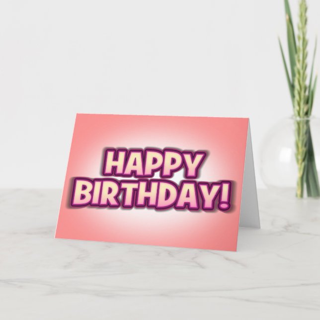 Cartão Peachy Pink'n'Purple Happy Birthday Greetings Card (Frente)