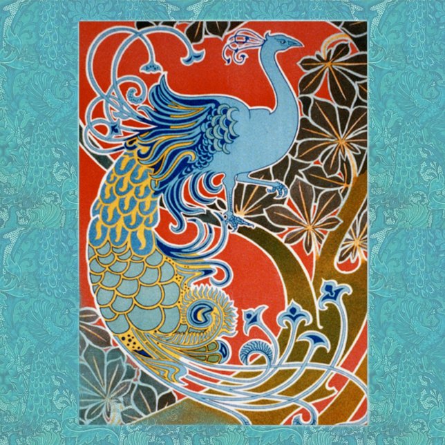 Cartão Peacock, Art Nouveau card (Criador carregado)