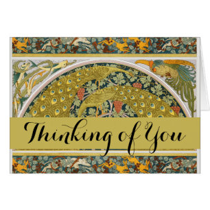 Cartão Peacock Art Nouveau Estilo redondo intrincado desi