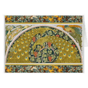 Cartão Peacock Art Nouveau Estilo redondo intrincado desi