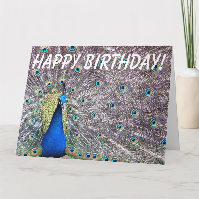 Cartão Peacock Bird Birthday Big Greeting Card (Frente)