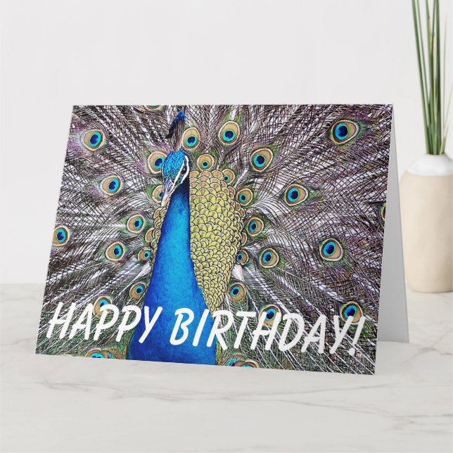 Cartão Peacock Bird Birthday Big Greeting Card (Frente)