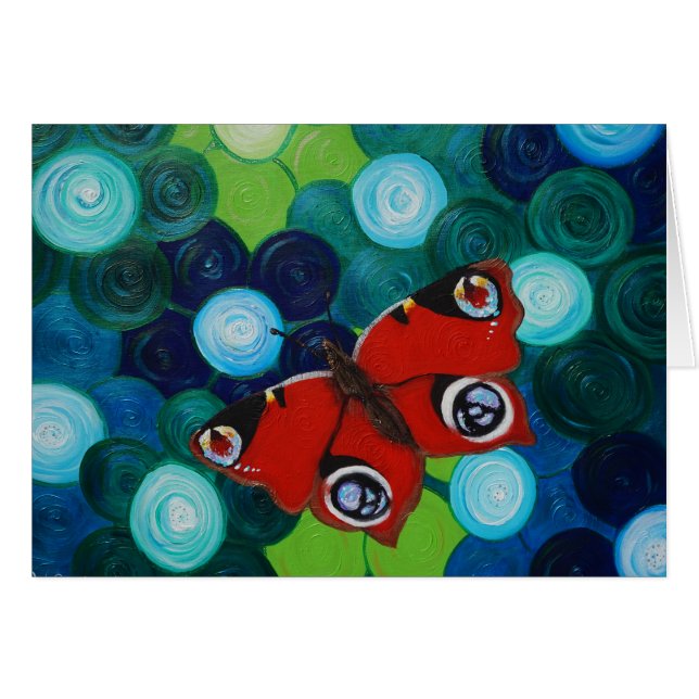 Cartão Peacock Butterfly Painting greeting card (Frente Horizontal)