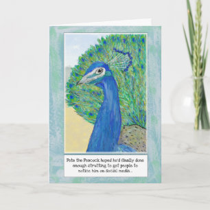 Cartão Peacock Cartoon Funny Birthday Greeting Card