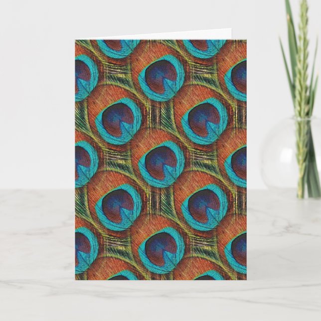 Cartão Peacock Feather Design Happy Birday Card (Frente)