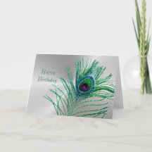 Peacock Feather Green Glitter Silver Aniversário
