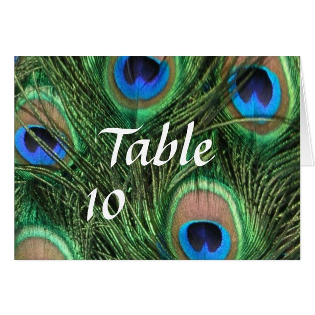 Cartão Peacock Feather Table Numbers (Frente Horizontal)