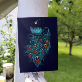 Cartão Peacock Feather Teal Peacocks