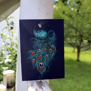 Cartão Peacock Feather Teal Peacocks