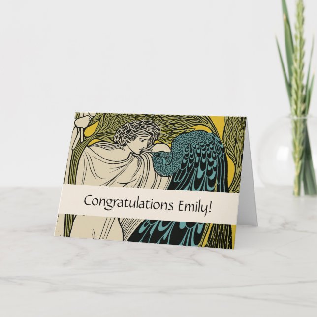 Cartão Peacock Fine Art Bird Nouveau (Frente)