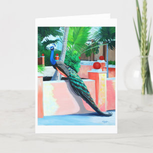 Cartão Peacock in the Hood Greeting Card