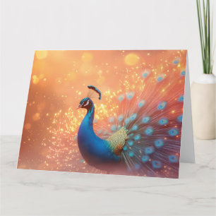 Cartão Peacock Majestoso com Plumagem Vibrante
