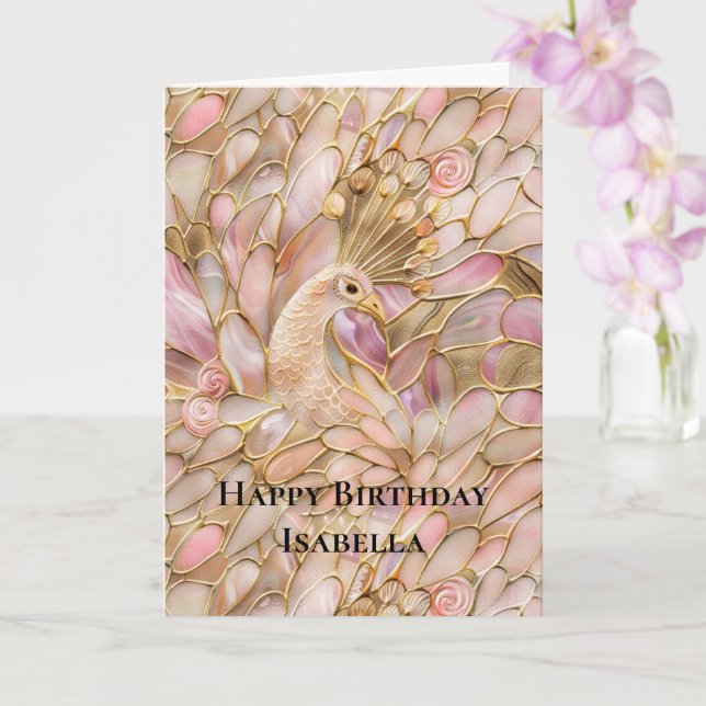 Cartão Peacock Rosa Cinza Dourado Glam (Orquídea)