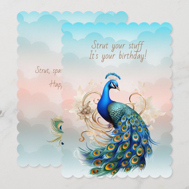 Cartão Peacock Strut Your Stuff Birthday (Frente/Verso)