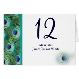 Cartão peacock wedding table seating card
