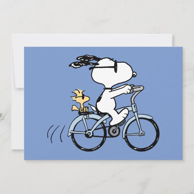 Cartão Peanuts | Snoopy & Woodstock Bicycle (Frente)