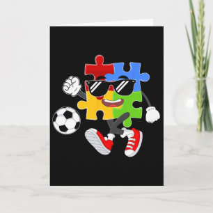 Cartão Peça de Puzzle Jogando Futebol Dia de Conscientiza