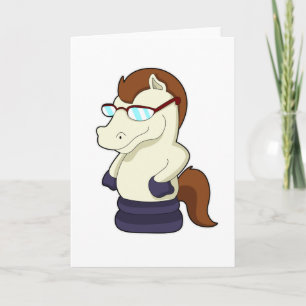 Cartão Peça de xadrez Cavalo como Cavalo com Óculos de So
