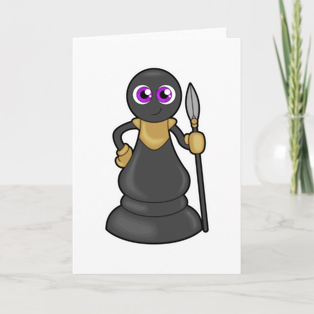 Cartão Peça de xadrez em xadrez com lança (Frente)