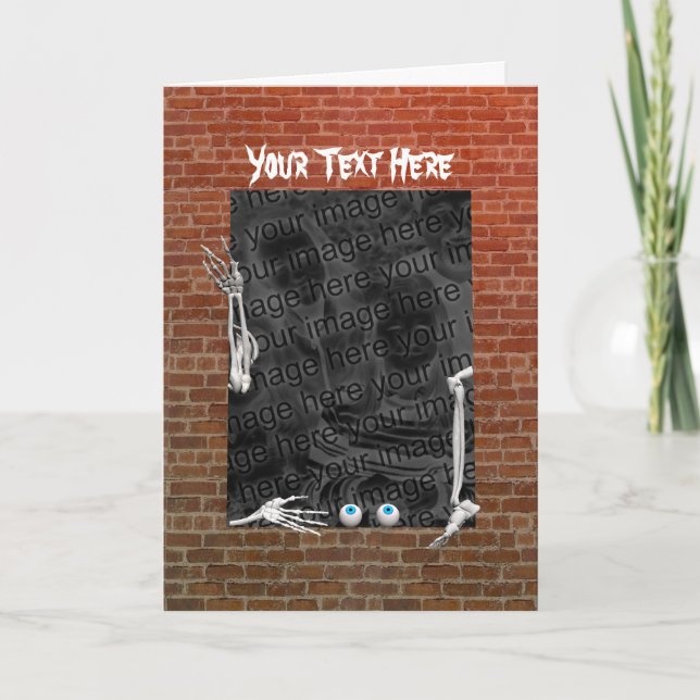 Cartão Peças de esqueleto de Halloween (fotoquadro) de al (Frente)