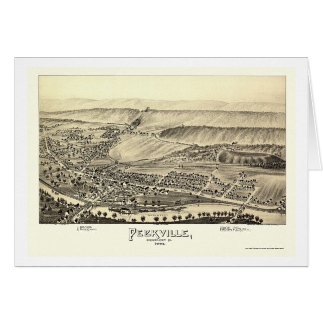 Cartão Peckville, mapa panorâmico do PA - 1892 (Frente Horizontal)