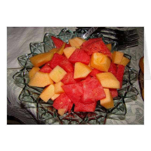 Cartão Pedaços do melão & grupo do pátio (Frente Horizontal)