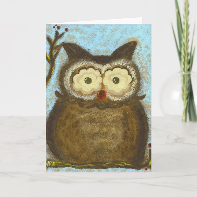 Cartão PedagogyGreetings: Owl Winterberry (Frente)