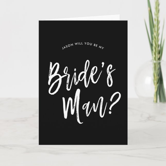 Cartão Pedido de Bridesman | Personalizável com Letra Bra (Frente)