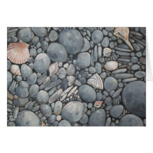 Cartão Pedras de Praia Conchas Pebbles Rochas Pintura