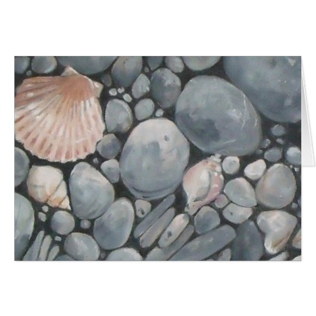 Cartão Pedras de Praia Conchas Pebbles Rochas Pintura (Frente Horizontal)