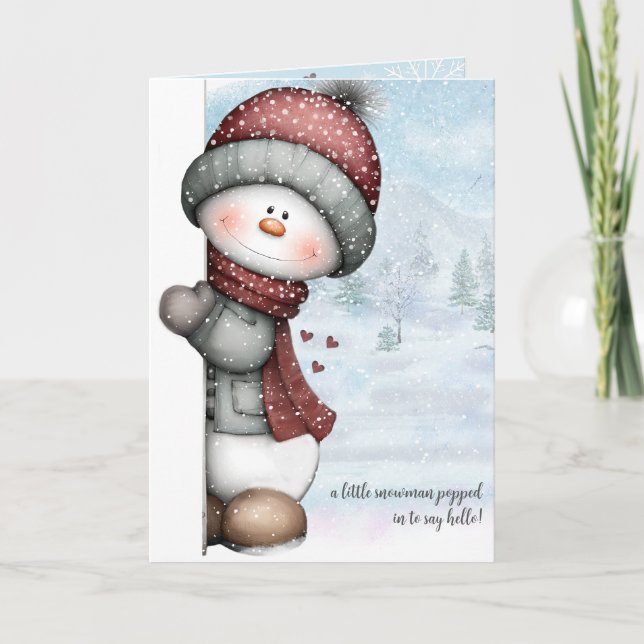 Cartão Peeking Snowman Thinking of You Winter Hugs (Frente)