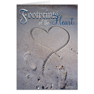 Cartão Pegadas do coração (versão azul)
