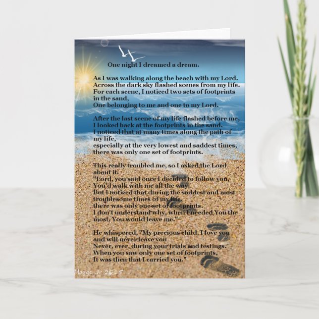 Cartão Pegadas na areia (Frente)