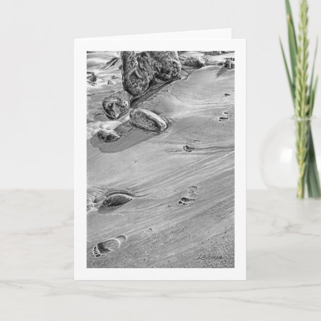 Cartão Pegadas na areia (Frente)