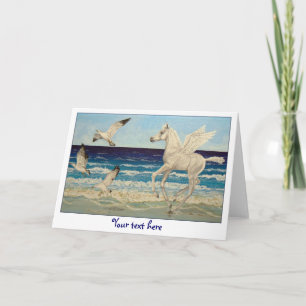Cartão Pegasus Horse & Sea Gulls Fantasy greeting card