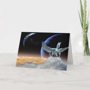 Cartão Pegasus, Moon and Earth All-Occasion Greeting Card