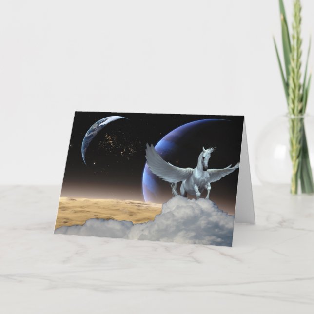 Cartão Pegasus, Moon and Earth All-Occasion Greeting Card (Frente)