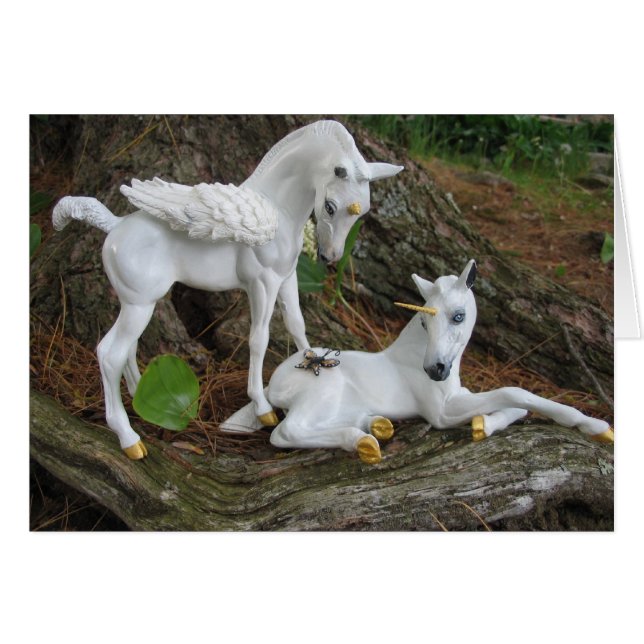 Cartão Pegasus & Unicorn Foals (Frente Horizontal)