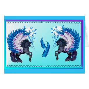 Cartão Pegasus voado azul