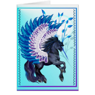 Cartão Pegasus voado azul