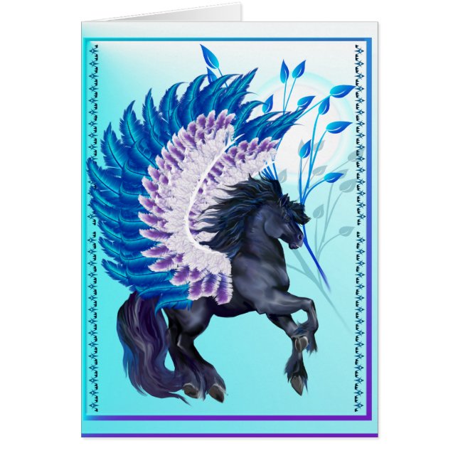 Cartão Pegasus voado azul (Frente)