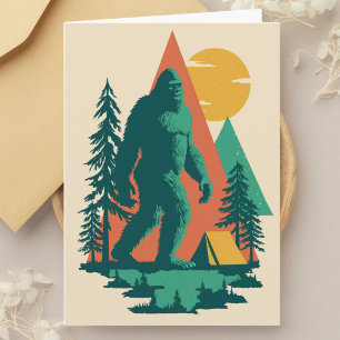 Cartão PéGrande Floresta Acampamento Montanhas Aniversári