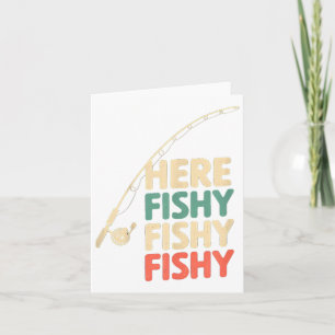 Cartão Peixe de Design B Engraçado com Pesca Aqui-Pesca F