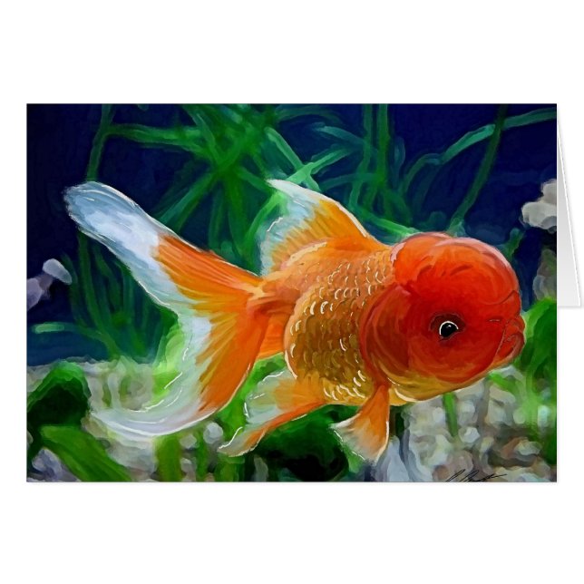 Cartão Peixe dourado de Oranda (Frente Horizontal)