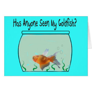 Cartão Peixe dourado e bacia engraçados