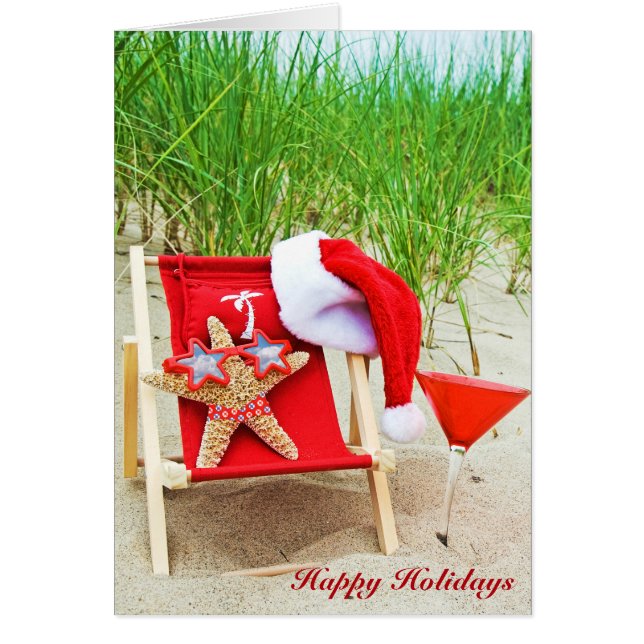 Cartão Peixe-estrela de Natal com bebida (Frente)