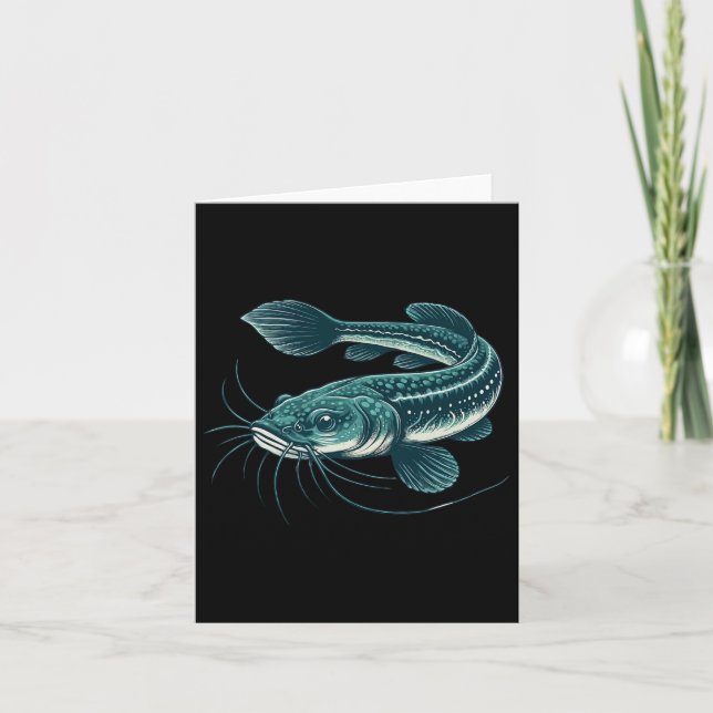 Cartão Peixe-Trabalho de arte de Pesca Vintage (Frente)