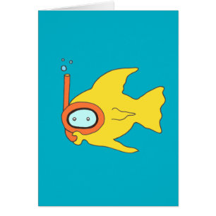 Cartão Peixes amarelos nadadores Snorkeling