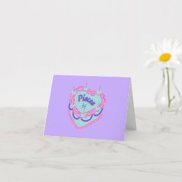 Cartão Peixes Bolo de Aniversário do Coração Zodiac Paste