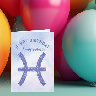 Cartão Peixes Bonitos Assinam Feliz Aniversário Púrpura P